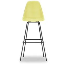 Krzesło Barowe Eames Plastic Re High Żółte - Czarna Podstawa Vitra