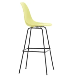 Krzesło Barowe Eames Plastic Re High Żółte - Czarna Podstawa Vitra