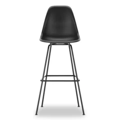 Krzesło Barowe Eames Plastic Re High Czarne - Czarna Podstawa Vitra