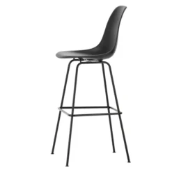 Krzesło Barowe Eames Plastic Re High Czarne - Czarna Podstawa Vitra