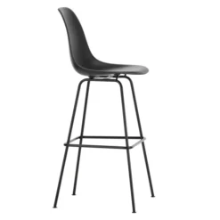 Krzesło Barowe Eames Plastic Re High Czarne - Czarna Podstawa Vitra