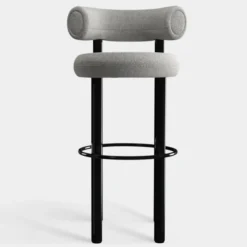 Krzesło Barowe Fat Black Steel - Natural Boucle Tom Dixon