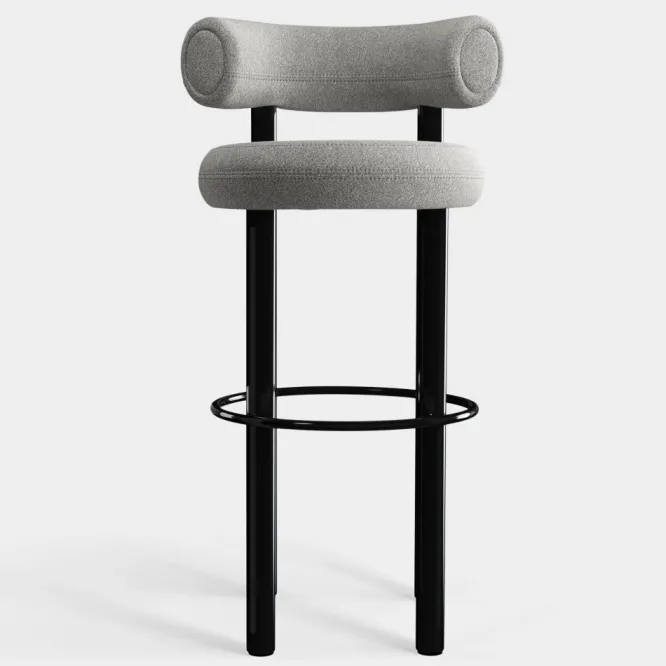 Krzesło Barowe Fat Black Steel - Natural Boucle Tom Dixon