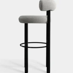 Krzesło Barowe Fat Black Steel - Natural Boucle Tom Dixon