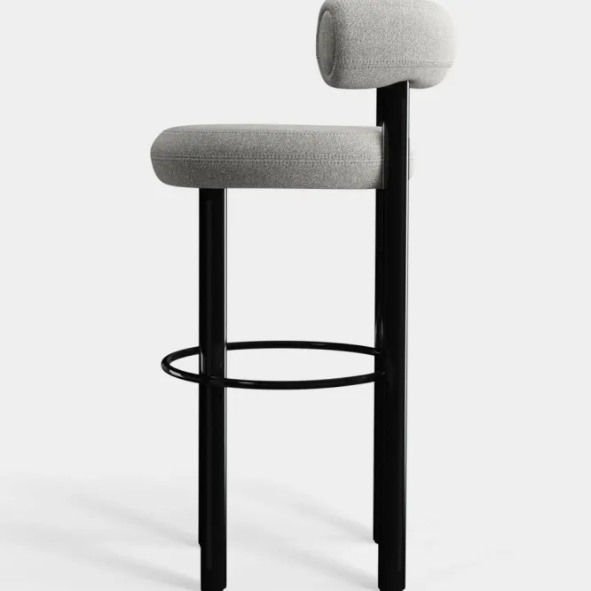 Krzesło Barowe Fat Black Steel - Natural Boucle Tom Dixon