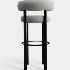 Krzesło Barowe Fat Black Steel - Natural Boucle Tom Dixon