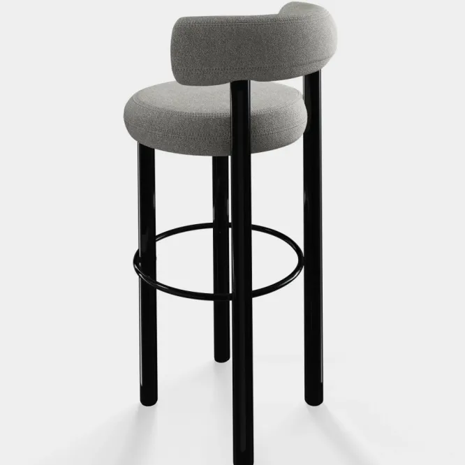 Krzesło Barowe Fat Black Steel - Natural Boucle Tom Dixon
