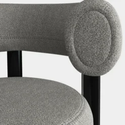 Krzesło Barowe Fat Black Steel - Natural Boucle Tom Dixon