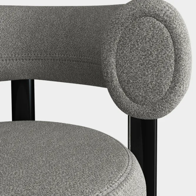 Krzesło Barowe Fat Black Steel - Natural Boucle Tom Dixon