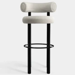 Krzesło Barowe Fat Black Steel - Ivory Boucle Tom Dixon