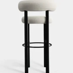 Krzesło Barowe Fat Black Steel - Ivory Boucle Tom Dixon