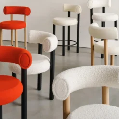 Krzesło Barowe Fat Black Wood - Clay Boucle Tom Dixon
