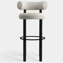 Krzesło Barowe Fat Black Wood - Ivory Boucle Tom Dixon