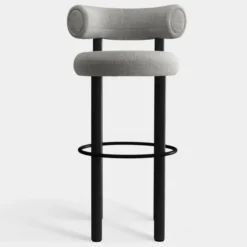 Krzesło Barowe Fat Black Wood - Natural Boucle Tom Dixon