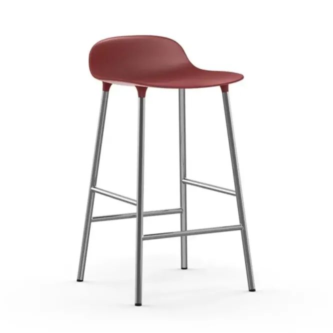 Krzesło Barowe Form Chromowana Podstawa Czerwone Normann Copenhagen