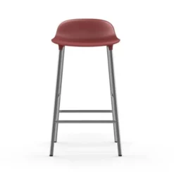 Krzesło Barowe Form Chromowana Podstawa Czerwone Normann Copenhagen