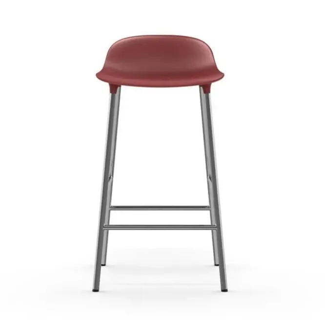 Krzesło Barowe Form Chromowana Podstawa Czerwone Normann Copenhagen