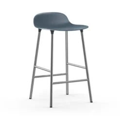 Krzesło Barowe Form Chromowana Podstawa Niebieskie Normann Copenhagen
