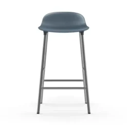 Krzesło Barowe Form Chromowana Podstawa Niebieskie Normann Copenhagen