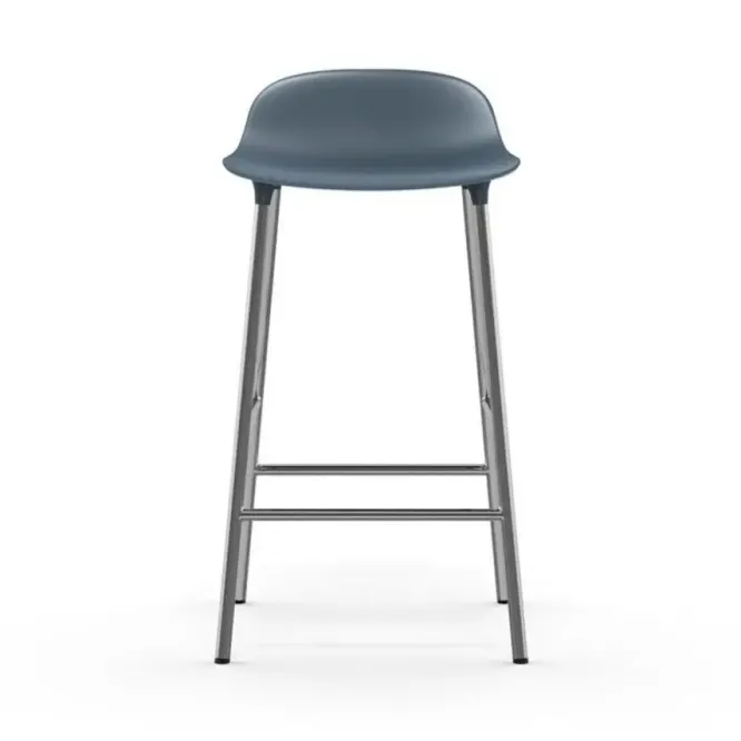 Krzesło Barowe Form Chromowana Podstawa Niebieskie Normann Copenhagen