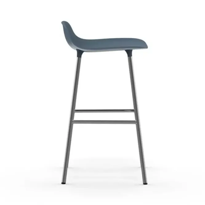 Krzesło Barowe Form Chromowana Podstawa Niebieskie Normann Copenhagen