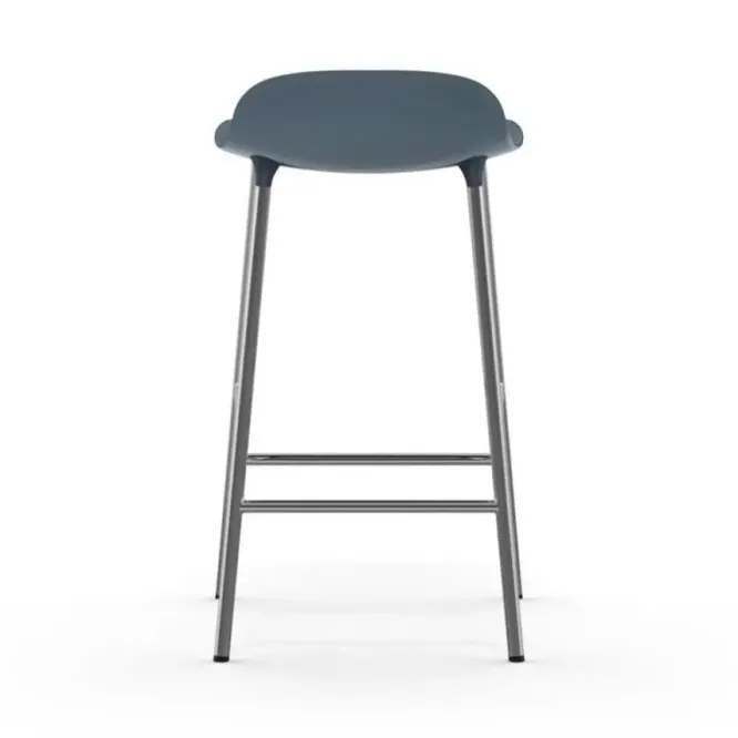 Krzesło Barowe Form Chromowana Podstawa Niebieskie Normann Copenhagen