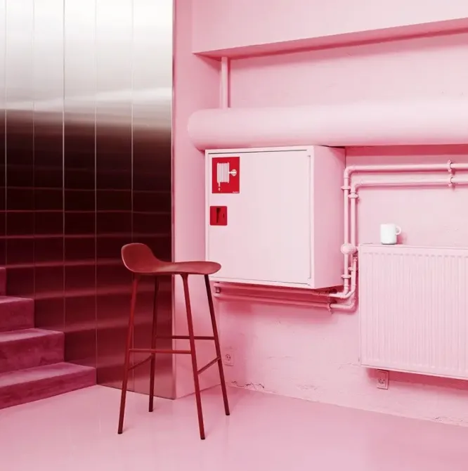 Krzesło Barowe Form Lakierowana Podstawa Czerwone Normann Copenhagen