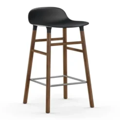 Krzesło Barowe Form Podstawa Orzech Czarne Normann Copenhagen