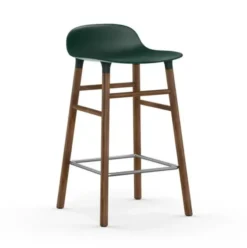 Krzesło Barowe Form Podstawa Orzech Zielone Normann Copenhagen