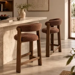 Krzesło Barowe Granite Brązowe - Orzech Jesionowy Kave Home