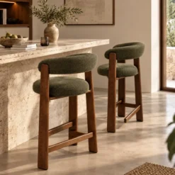 Krzesło Barowe Granite Zielone - Orzech Jesionowy Kave Home