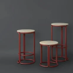 Krzesło Barowe Hardie Tap. Naturalną Skórą Please Wait To Be Seated