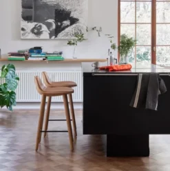 Krzesło Barowe Yuuga 65 Cm Naturalny Dąb - Brązowa Skóra Pwtbs
