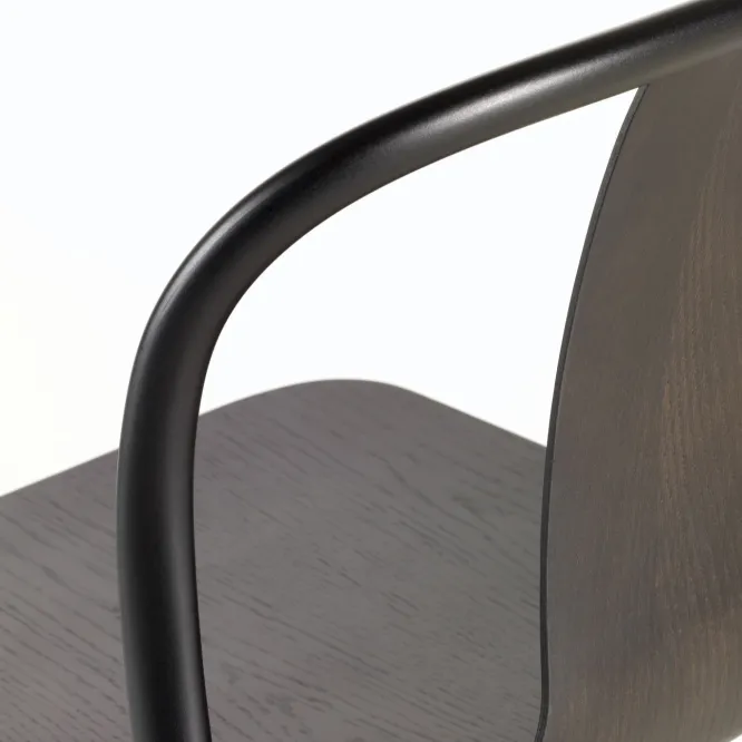 Krzesło Belleville Z Podłokietnikiem Wood Czarny Jesion Vitra