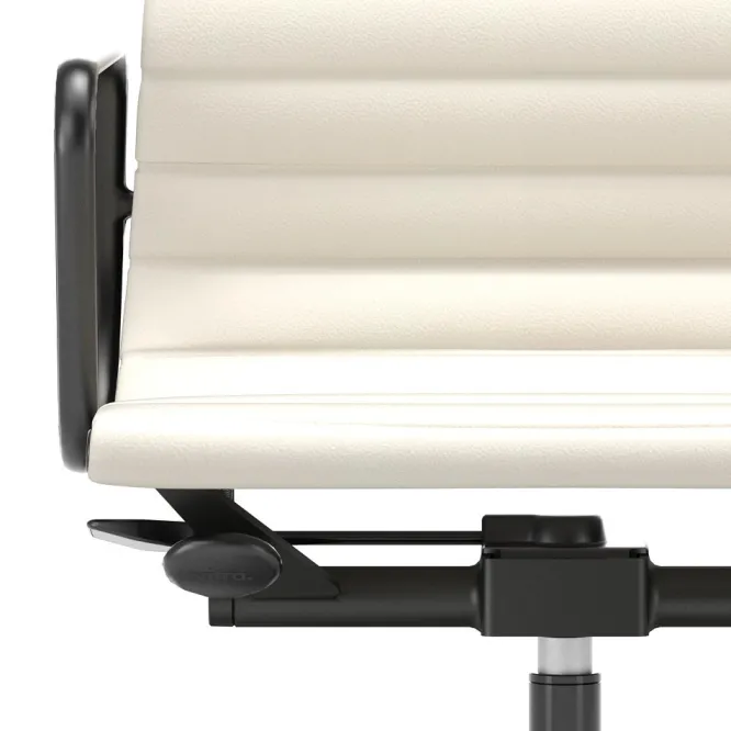 Krzesło Biurowe Aluminium Ea 118 Naturalna Skóra Snow - Podstawa Czarna Vitra