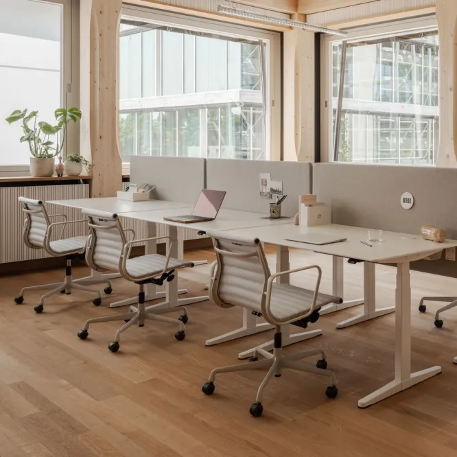 Krzesło Biurowe Aluminium Ea 117 Naturalna Skóra Cognac - Podstawa Bordowa Vitra