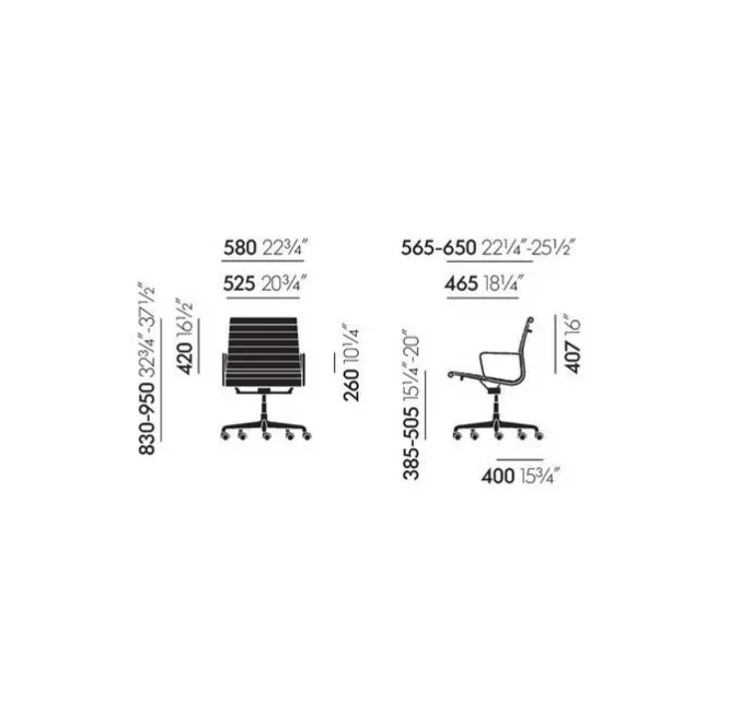 Krzesło Biurowe Aluminium Ea 117 Naturalna Skóra Cognac - Podstawa Bordowa Vitra