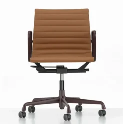 Krzesło Biurowe Aluminium Ea 118 Naturalna Skóra Cognac - Podstawa Czarna Vitra