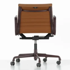 Krzesło Biurowe Aluminium Ea 118 Naturalna Skóra Cognac - Podstawa Czarna Vitra