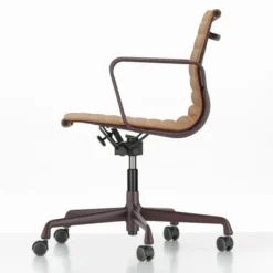 Krzesło Biurowe Aluminium Ea 118 Naturalna Skóra Cognac - Podstawa Czarna Vitra
