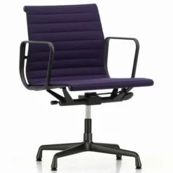 Krzesło Biurowe Aluminium Ea 132 Tkanina Track Ink Blue - Podstawa Czarna Vitra