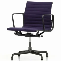 Krzesło Biurowe Aluminium Ea 132 Tkanina Track Ink Blue - Podstawa Czarna Vitra