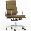 Krzesło Biurowe Soft Pad Ea 219 Skóra Naturalna Olive - Podstawa Chromowana