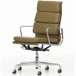 Krzesło Biurowe Soft Pad Ea 219 Skóra Naturalna Olive - Podstawa Chromowana
