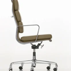 Krzesło Biurowe Soft Pad Ea 219 Skóra Naturalna Olive - Podstawa Chromowana
