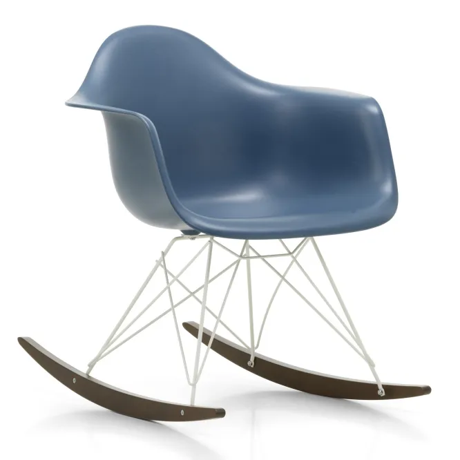 Krzesło Bujane Eames Rar Niebieskie - Biała Podstawa Vitra