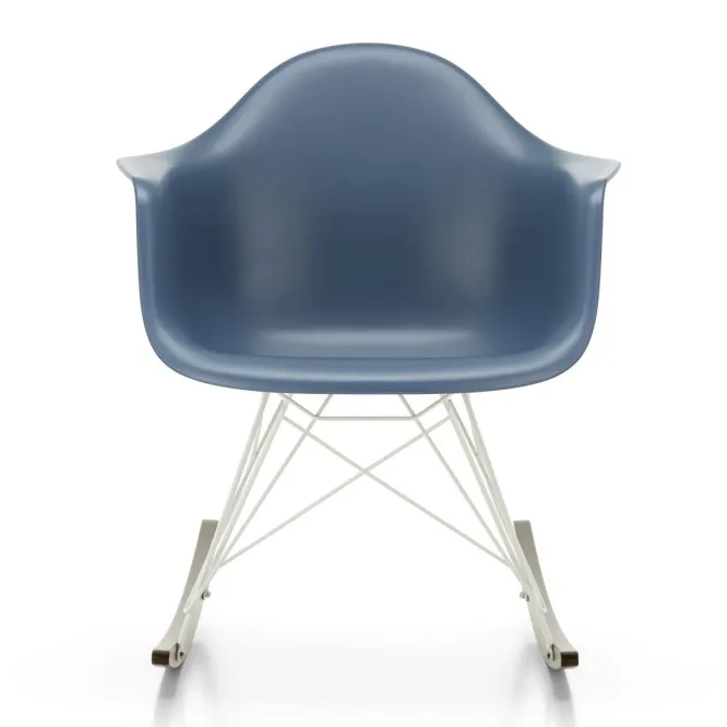 Krzesło Bujane Eames Rar Niebieskie - Biała Podstawa Vitra