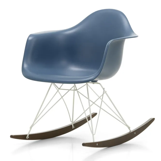 Krzesło Bujane Eames Rar Niebieskie - Biała Podstawa Vitra