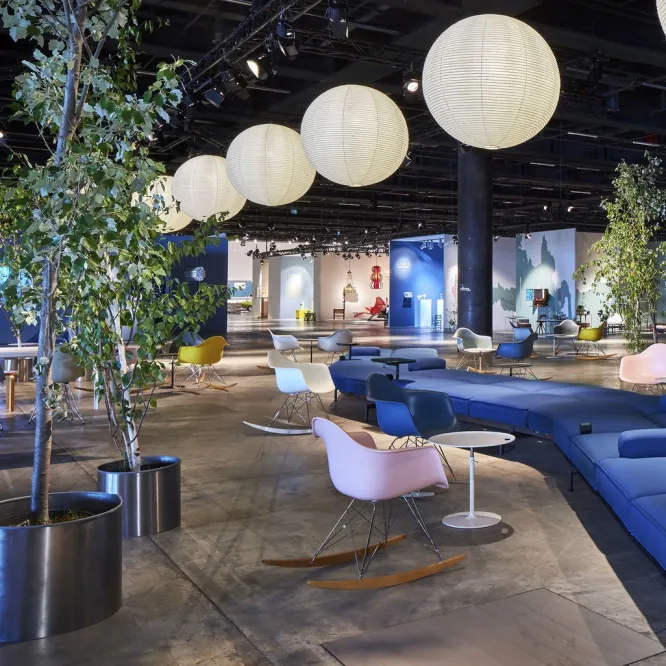 Krzesło Bujane Eames Rar Niebieskie - Biała Podstawa Vitra