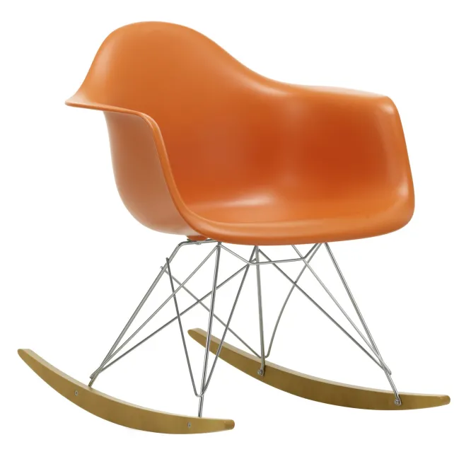 Krzesło Bujane Eames Rar Pomarańczowe - Chromowana Podstawa Vitra